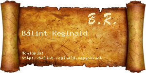 Bálint Reginald névjegykártya